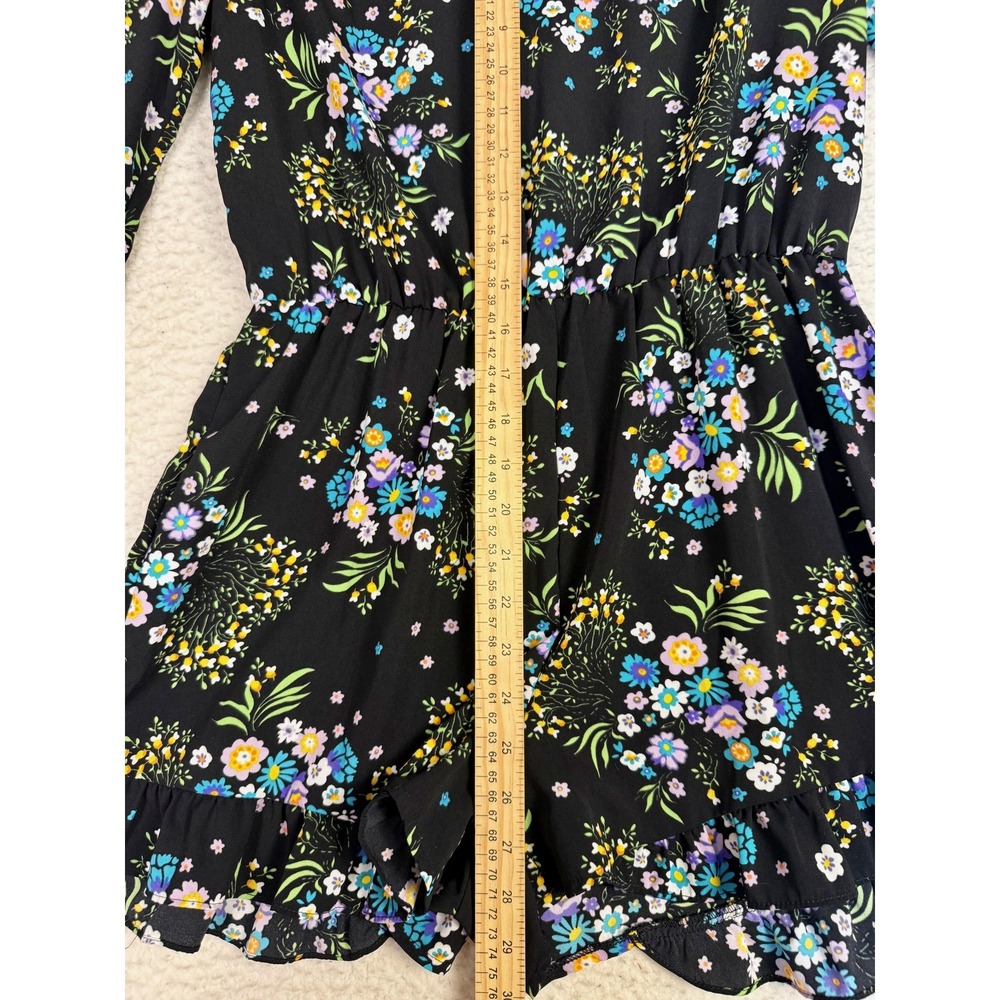Patrons Of Peace Romper Womens M Black Floral Ruffle Whimsygoth Festival - Picture 6 of 9